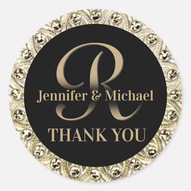 Adesivo Redondo Selo Dourado Agradecimento Glam (Frente)