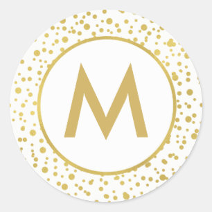 Adesivo Redondo Selo Dourado Sparkly do envelope dos confetes do