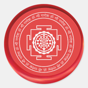 Adesivo Redondo Selo espiritual da cera do sinal de Shree Yantra