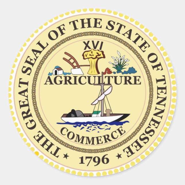 Adesivo Redondo Selo Estadual do Tennessee (Frente)