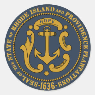 Adesivo Redondo Selo Estatal de Rhode Island