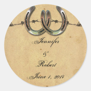 Adesivo Redondo Selo farpado do envelope das ferraduras rústicas
