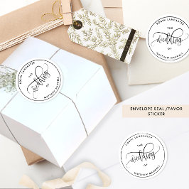 Adesivo Redondo Selo/Favor de Envelope de Casamento Elegante e Mod