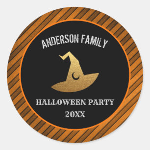 Adesivo Redondo Selo feliz do chapéu da bruxa do partido do Dia