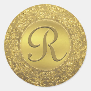 Adesivo Redondo Selo Glam Dourado do monograma customizável