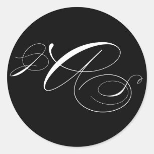 Adesivo Redondo Selo inicial do envelope do monograma do branco