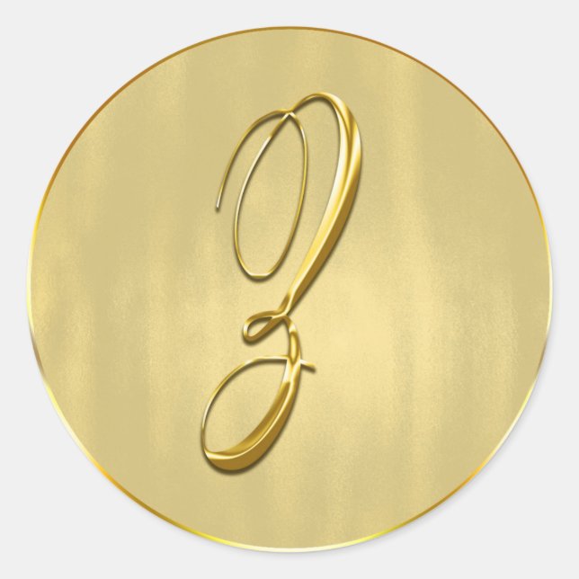 Adesivo Redondo Selo Monograma Z Dourado (Frente)