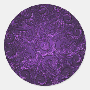 Adesivo Redondo Selo ornamentado gravado falso do olhar, roxo