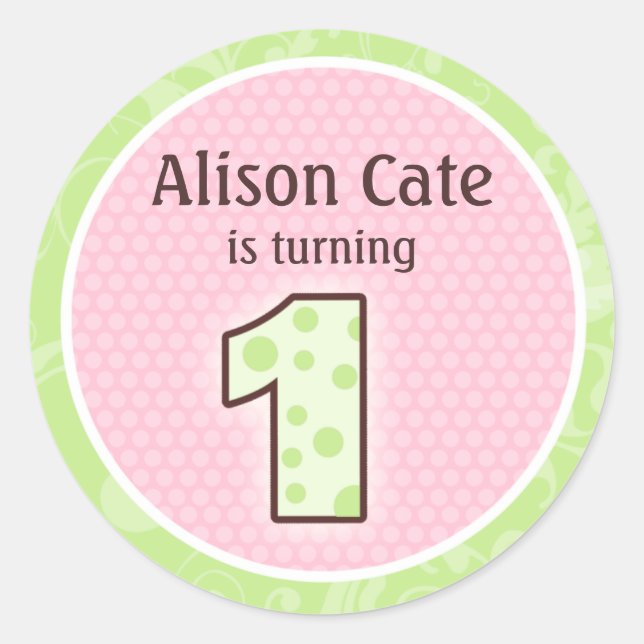 Adesivo Redondo Selo Personalizado do primeiro aniversario (Frente)