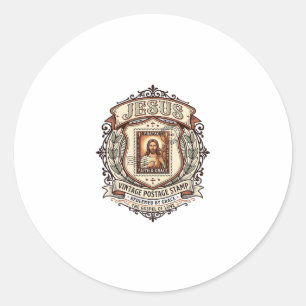 Adesivo Redondo Selo Postal Vintage Jesus Selo Postal Vintage Jesu