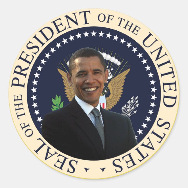 Adesivo Redondo Selo presidencial de Obama (Frente)