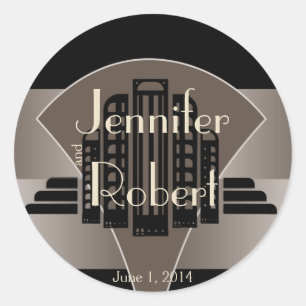 Adesivo Redondo Selo preto e de bronze do envelope da torre do art