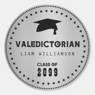 Adesivo Redondo Selo preto e de prata do envelope do Valedictorian