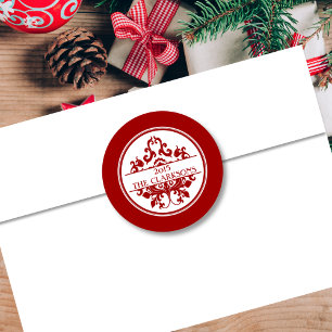 Adesivo Redondo Selo redondo de envelopes vermelho branco elegante