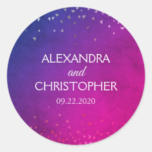 Adesivo Redondo Selo roxo e cor-de-rosa do envelope dos confetes