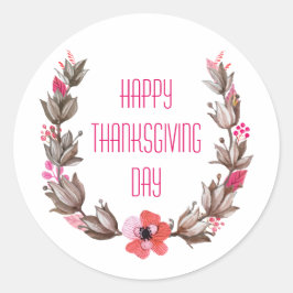 Adesivo Redondo Selo Simples Feliz de Ação de Graças