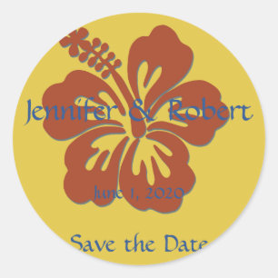 Adesivo Redondo Selo tropical do envelope do hibiscus