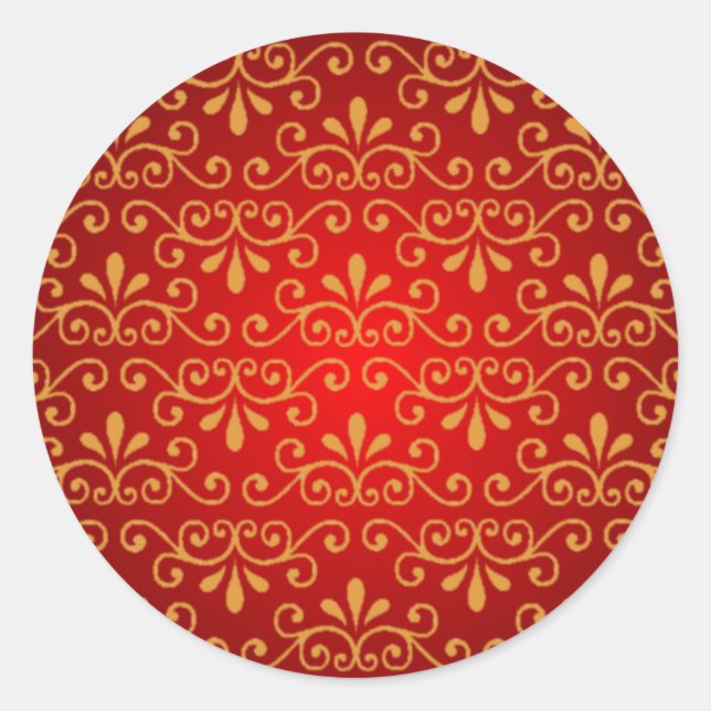 Adesivo Redondo Selo Vermelho com Curlices Dourados (Frente)