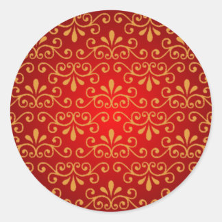 Adesivo Redondo Selo Vermelho com Curlices Dourados
