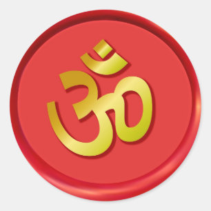 Adesivo Redondo Selo vermelho da cera do OM do ouro