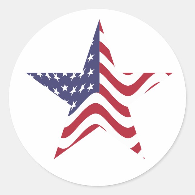 Adesivo Redondo Selo Vermelho de Estrela Patriótica e Blue Sticker (Frente)