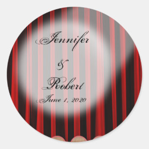 Adesivo Redondo Selo vermelho do envelope do casamento do palco da