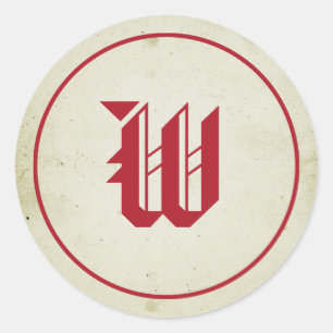 Adesivo Redondo Selo vermelho do envelope do monograma do vintage