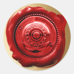 Adesivo Redondo Selo vermelho na moda da letra da cera