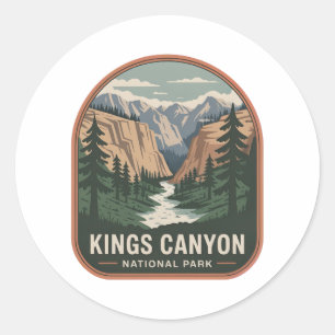 Adesivo Redondo Selo Vintage do Parque Nacional Kings Canyon