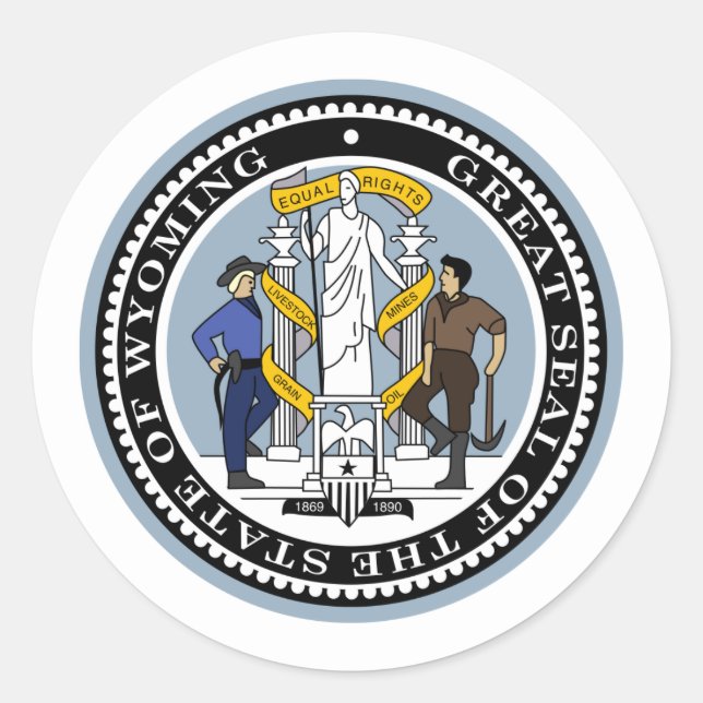 Adesivo Redondo Selo Wyomingite, Selo do Vedante Wyoming (Frente)
