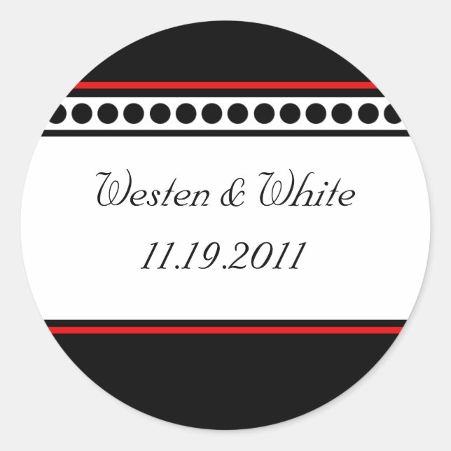 Adesivo Redondo Selos/adesivos Vermelhos Com Pontas Elegantes (Frente)