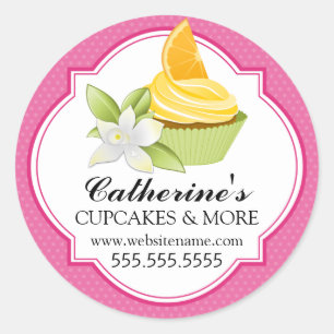 Adesivo Redondo Selos alaranjados da caixa da padaria do cupcake