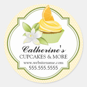Adesivo Redondo Selos alaranjados do creme da padaria do cupcake