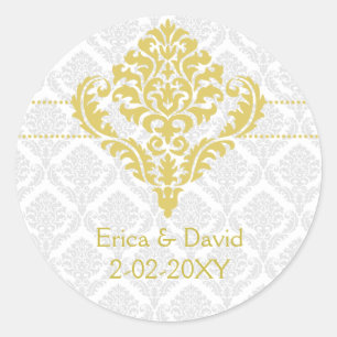 Adesivo Redondo selos amarelos do envelope do damasco