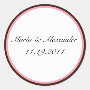 Adesivo Redondo Selos castanhos de chocolate com faixa rosa / ades