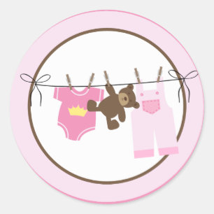 Adesivo Redondo Selos (cor-de-rosa) do envelope do Clothesline do