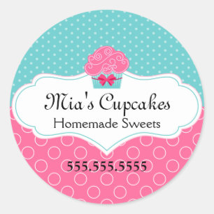 Adesivo Redondo Selos da caixa da padaria do cupcake