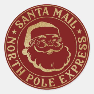 Adesivo Redondo Selos de Aprovação do Polo Norte do Papai Noel Fof