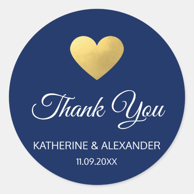 Adesivo Redondo Selos de Casamento Azul com Marinho de Coração Dou (Frente)