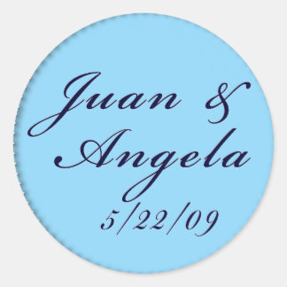 Adesivo Redondo Selos de Casamento Azul Personalizados