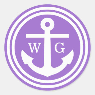 Adesivo Redondo Selos De Casamento De Âncora Roxo Ametist Favorece