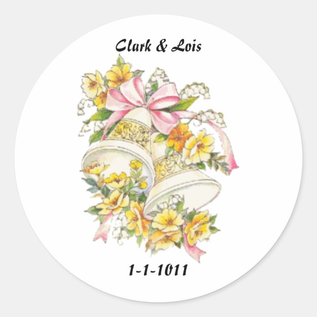 Adesivo Redondo Selos de Casamento Vestidos de Envelope de Casamen (Frente)