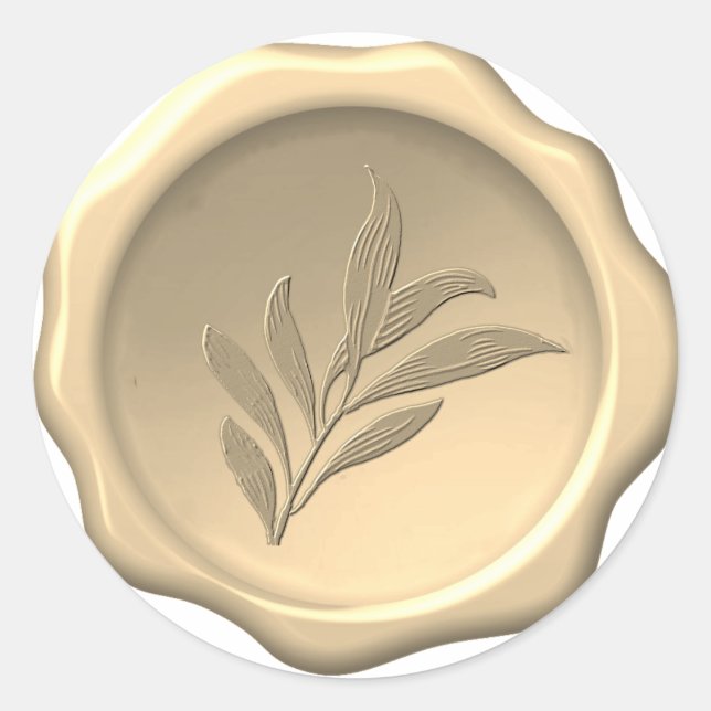 Adesivo Redondo Selos de Cera Folhas Em Relevo Folhagem Botânica D (Frente)