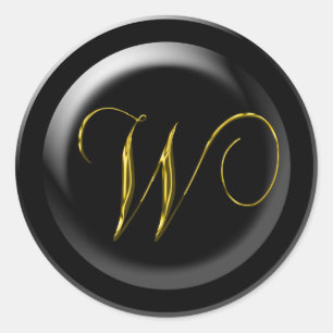 Adesivo Redondo Selos de Convite para Casamento - Letra W