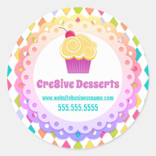 Adesivo Redondo Selos De Embalagem De Cupcakes Festivos Coloridos