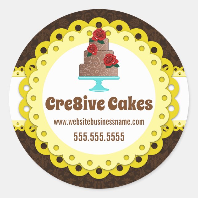 Adesivo Redondo Selos De Embalagem De Panificação De Bolo Elegante (Frente)