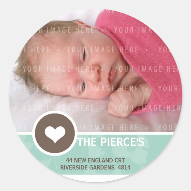 Adesivo Redondo SELOS DE ENDEREÇO FOTOGRÁFICO :: Ponto cardíaco 5 (Frente)