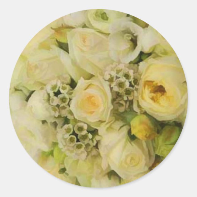 ADESIVO REDONDO SELOS DE ENVELOPE AMARELO DE CASAMENTO ROSE (Frente)