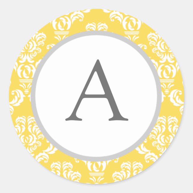 Adesivo Redondo Selos de Envelope Amarelo Monograma Personalizado (Frente)