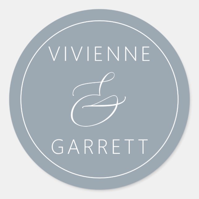 Adesivo Redondo Selos de Envelope Azul Dusty (Frente)